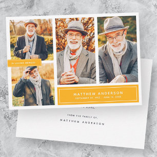 In het houden van geheugen Moderne Kleur Vier Foto Bedankkaart