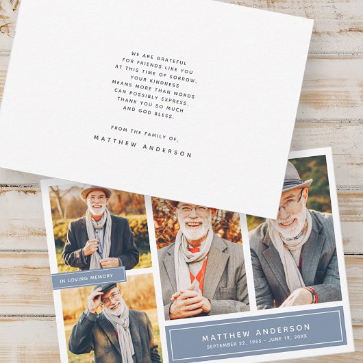 In het houden van geheugen Moderne Kleur Vier Foto Bedankkaart