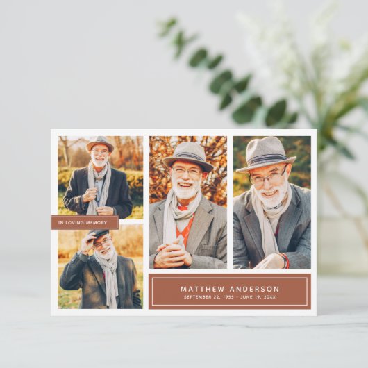 In het houden van geheugen Moderne Kleur Vier Foto Bedankkaart (Staand voorkant)
