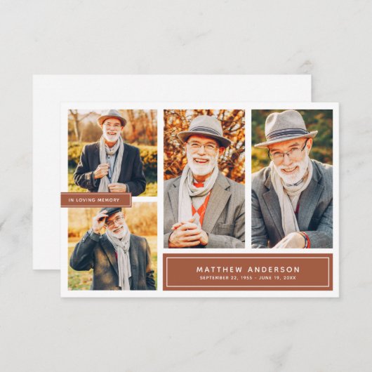 In het houden van geheugen Moderne Kleur Vier Foto Bedankkaart (Voorkant / Achterkant)