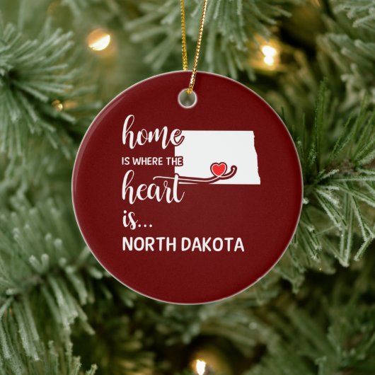 In het huis van North Dakota ligt het hart Keramisch Ornament (Boom)
