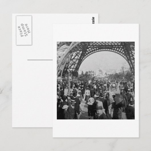 In het kader van de Eiffeltoren 1900 Parijs Briefkaart (Voorkant / Achterkant)