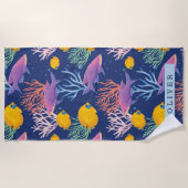 In het kader van de oceaankleurige Waterverf vis e Strandlaken (Voorkant)