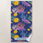 In het kader van de oceaankleurige Waterverf vis e Strandlaken (Voorkant)