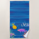 In het kader van de oceaankleurige Waterverf vis e Strandlaken (Voorkant)