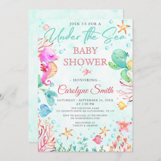 In het kader van de sjabloon van het baby shower v kaart (Voorkant / Achterkant)