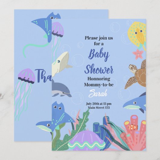 In het kader van de uitnodiging tot Baby shower va (Voorkant / Achterkant)