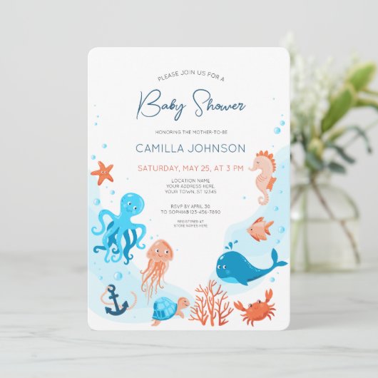 In het kader van de uitnodiging tot het Baby showe (Staand voorkant)