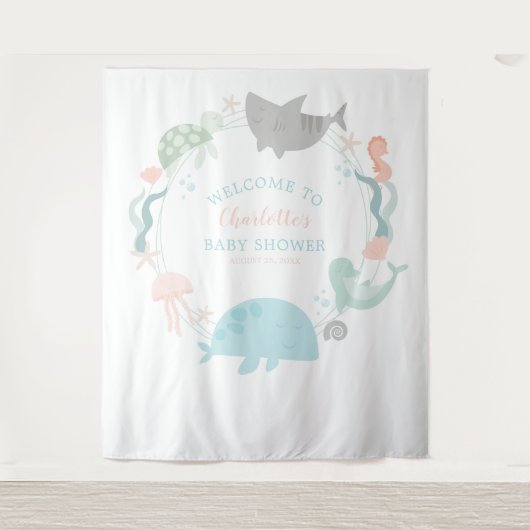 In het kader van de uitnodiging van het Baby showe Wandkleed (Voorkant)