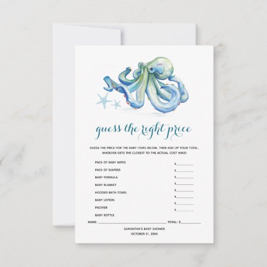 In het kader van de Zee Baby shower Games Kaart (Voorkant)