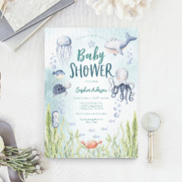 In het kader van de Zee Baby shower Invitation Kaa Kaart