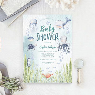 In het kader van de Zee Baby shower Invitation Kaa Kaart