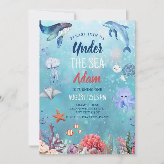 In het kader van de Zee Birthday Invitation, Ocean Kaart (Voorkant)