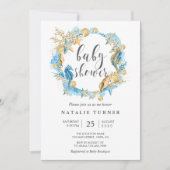 In het kader van de Zee Blue and Gold Baby shower  Kaart (Voorkant)