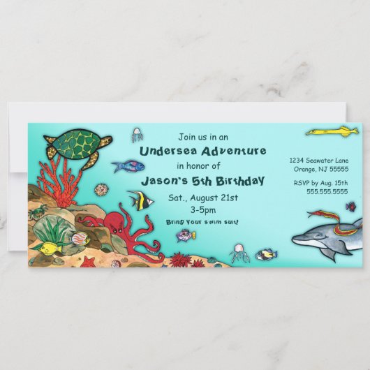 In het kader van de Zee-Ocean Life Invitation Kaart (Voorkant)