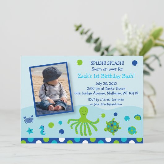 In het kader van de "Zee Pool Party Birthday"-uitn Kaart (Staand voorkant)