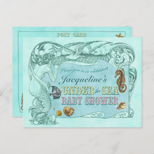 In het kader van het Zee Baby shower Invitation Br Uitnodiging Briefkaart (Voorkant / Achterkant)