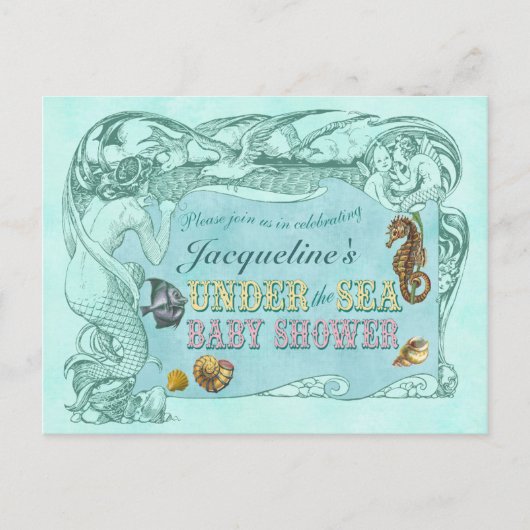 In het kader van het Zee Baby shower Invitation Br Uitnodiging Briefkaart (Voorkant)