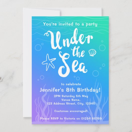 In het kader van het zee de mermaid kinder party c kaart (Voorkant)