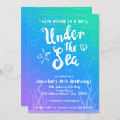 In het kader van het zee de mermaid kinder party c kaart (Voorkant / Achterkant)