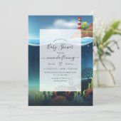 In het kader van het Zee Nautical Baby shower Invi Kaart (Staand voorkant)