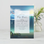 In het kader van het Zee Nautical Baby shower Invi Kaart (Staand voorkant)