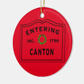 In het kanton Massachusetts kerst Keramisch Ornament (Links)