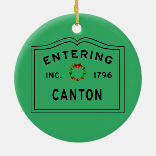 In het kanton Massachusetts kerst Keramisch Ornament (Achterkant)