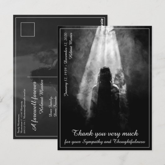 In het Licht - Afscheidskaart Mijn Beste Dank U Ka Briefkaart (Voorkant / Achterkant)