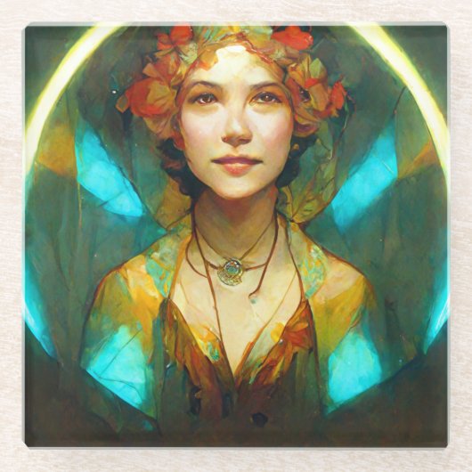 In het licht van Art Nouveau Fantasy Glazen Onderzetter (Voorkant)