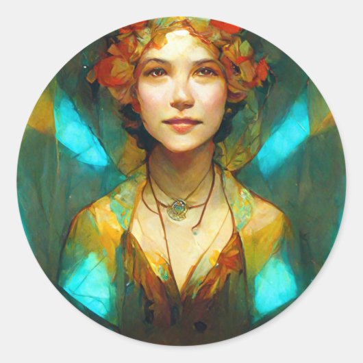 In het licht van Art Nouveau Fantasy Ronde Sticker (Voorkant)