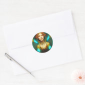 In het licht van Art Nouveau Fantasy Ronde Sticker (Envelop)