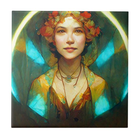 In het licht van Art Nouveau Fantasy Tegeltje (Voorkant)