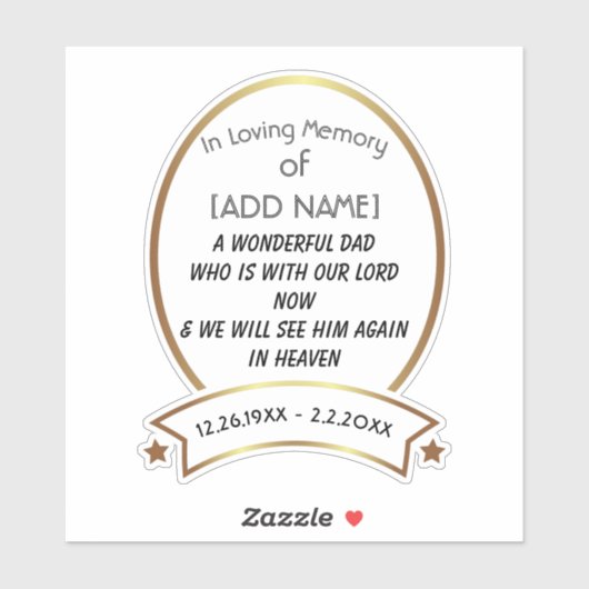 In het liefdevol geheugen van de [ADD NAME] Autost Sticker (Vel)