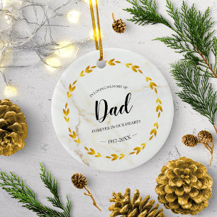 In het liefdevol geheugen van pap Gold Wreatorial Keramisch Ornament