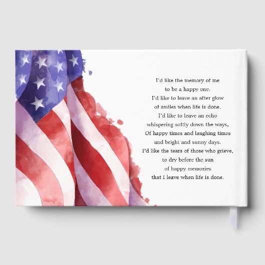 In het liefdevolle geheugen Amerikaanse vlag begra Gastenboek (Achterkant)