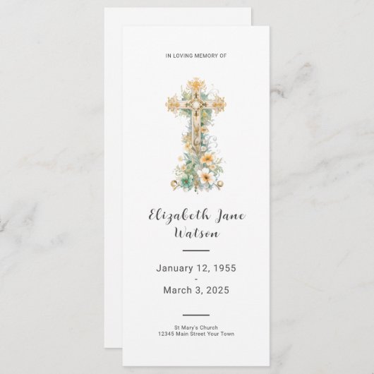 In het liefdevolle geheugen begrafenisprogramma Fl Kaart (Voorkant / Achterkant)