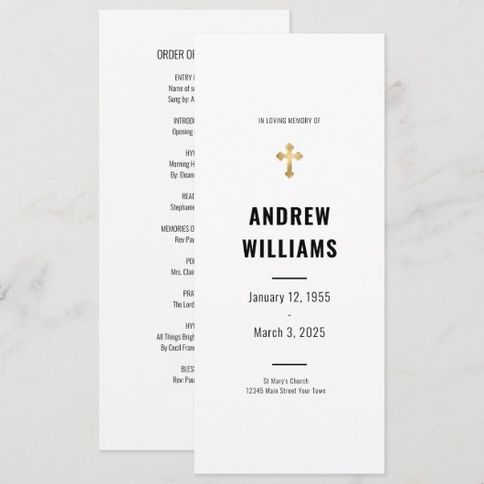 In het liefdevolle geheugen begrafenisprogramma zw kaart (Voorkant / Achterkant)