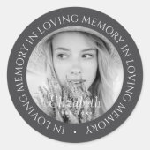 In het liefdevolle geheugen eenvoudige moderne aan ronde sticker (Voorkant)