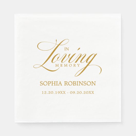 In het liefdevolle geheugen Elegant Gold Script Fu Servet (Voorkant)
