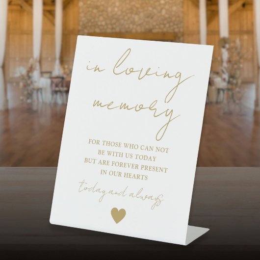 In het liefdevolle geheugen Elegant Gold Script Reclamebord Met Voetstuk