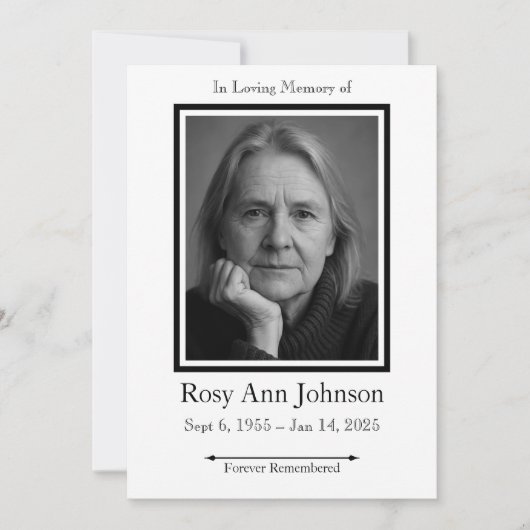 In het liefdevolle geheugen foto begrafenis uitnod kaart (Voorkant)