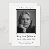 In het liefdevolle geheugen foto begrafenis uitnod kaart (Voorkant / Achterkant)