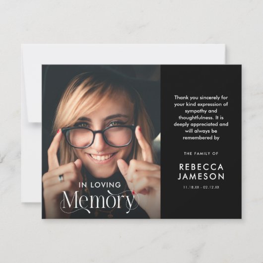 In het liefdevolle geheugen Foto Sympathie Bedankkaart (Voorkant)