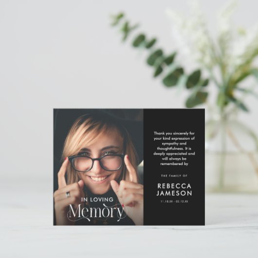 In het liefdevolle geheugen Foto Sympathie Bedankkaart (Staand voorkant)
