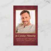 In het liefdevolle geheugen Maroon Gold Photo Fune Visitekaartje (Voorkant)