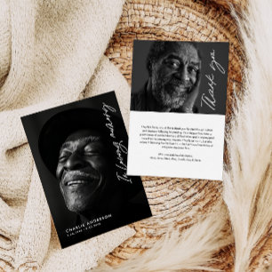 In het liefdevolle geheugen Modern Script 2-foto b Bedankkaart