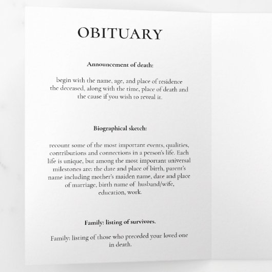 In het liefdevolle geheugen overlijdensfoto Trifol Drieluik Programma (Binnenzijde eerst)