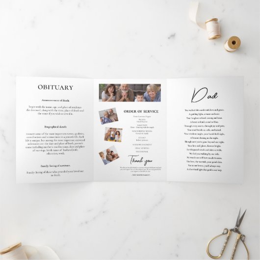 In het liefdevolle geheugen overlijdensfoto Trifol Drieluik Programma (Binnen)