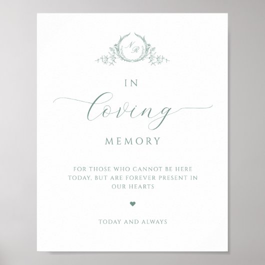 In het liefdevolle geheugen, Script Monogram Sage Poster (Voorkant)
